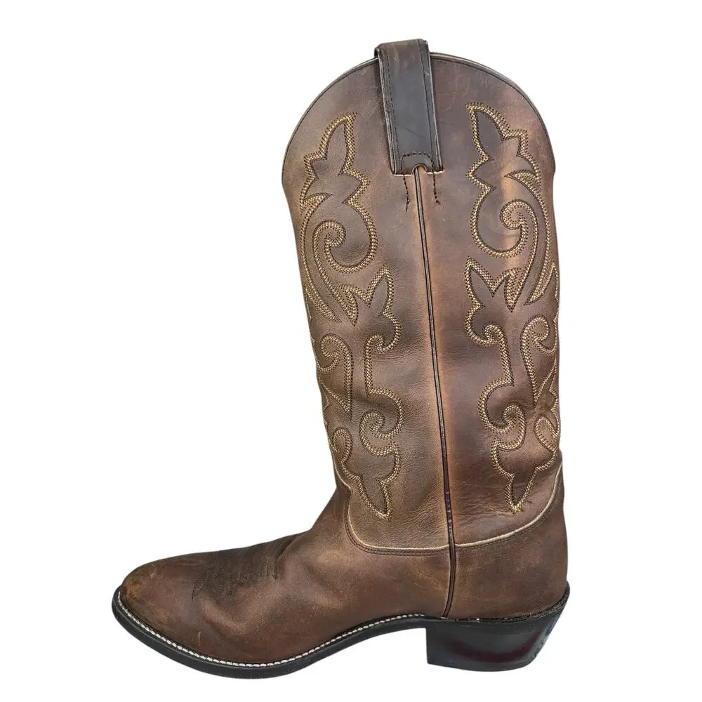 Justin Men's Brown Leather Western Cowboy Boot Size US 8 EE